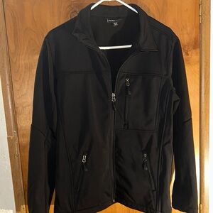 Swiss Tech Black Windbreaker with Full-Length Zipper and Stand-Up Collar